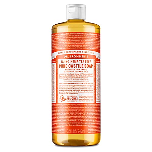 Dr. Bronner's Pure-Castile Soap - Organic Oils, Vegan, Non-GMO, 32oz - 18-in-1 Uses