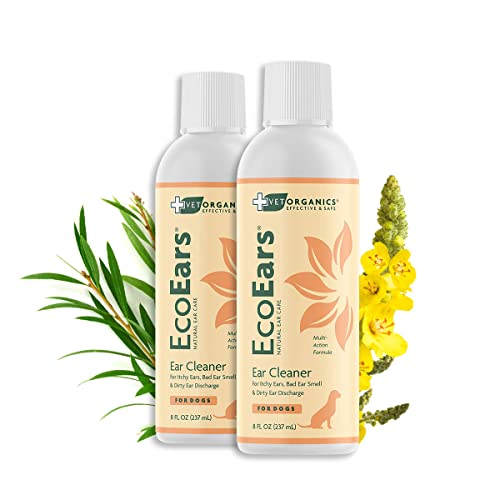 EcoEars Dog Ear Cleaner - Natural Relief for Itchy Ears, Discharge & Odor - 8oz, 2pk