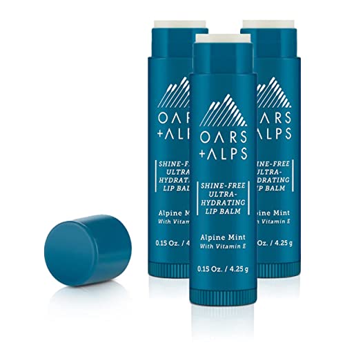 Oars + Alps Lip Balm - Ultra Hydrating, Vitamin E Infused, Alpine Mint Scent - 3 Pack, 0.45 Oz Each