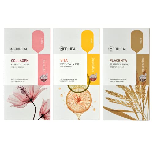 Mediheal Collagen Vita Placenta Sheet Mask - Tightening, Brightening, Nourishing - Jumbo 30 Pack