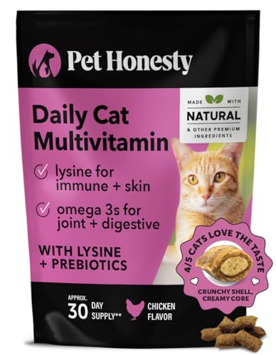 Pet Honesty Cat Multivitamin Chews - Immune & Joint Support, Omega-3s, Chicken Flavor - 30ct
