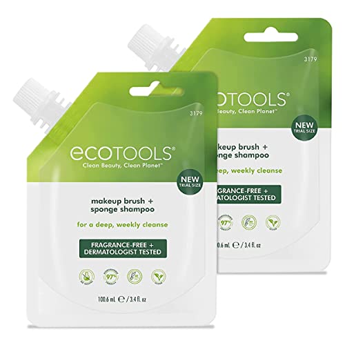 EcoTools Makeup Brush Cleaner - Removes Makeup & Impurities, Hypoallergenic - 2 Sachets, 3.4 fl oz