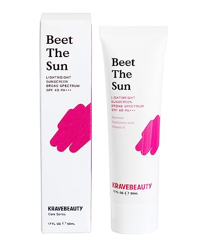 KraveBeauty Beet The Sun Sunscreen - Hydrating SPF 40, No White Cast, Vegan - 1.7 fl oz