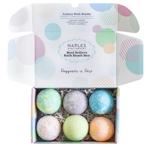 Naples Soap Company Bath Bomb Variety Box - Inflammation Relief & Hydrating Butters - Set of 6