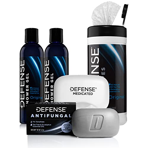 Defense Soap Body Wash & Wipes Bundle - Natural Ingredients, Antifungal Strength - 8oz & 40 Count