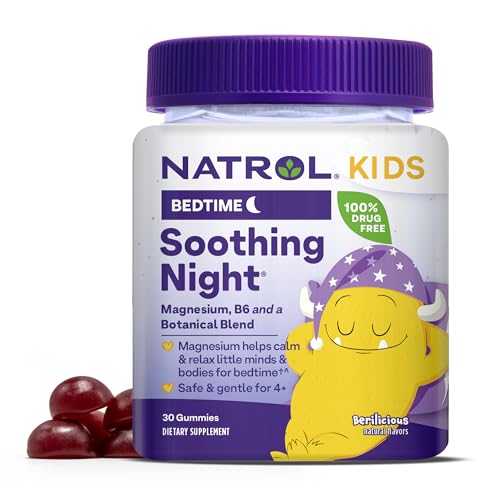 Natrol Kids Sleep Supplement - Calming Magnesium Gummies with Vitamin B6, Berry Flavor - 30 Count