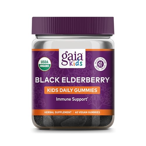 Gaia Herbs Elderberry Gummies for Kids - Immune Support, Organic Ingredients - 40 Count
