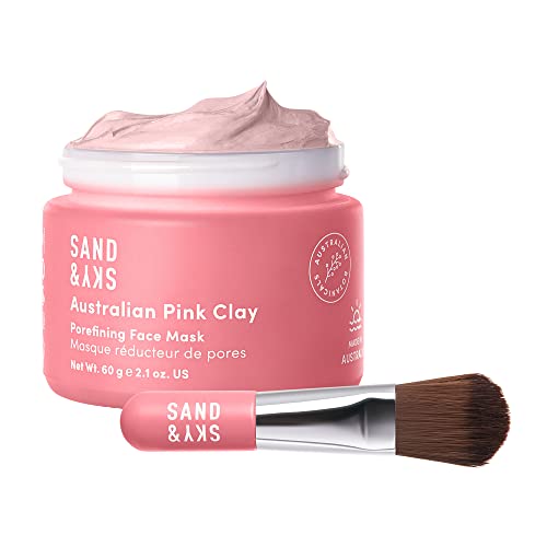 Sand & Sky Face Mask - Detoxifies & Brightens Skin, 100% Natural Ingredients - Pink Clay, 3.38oz