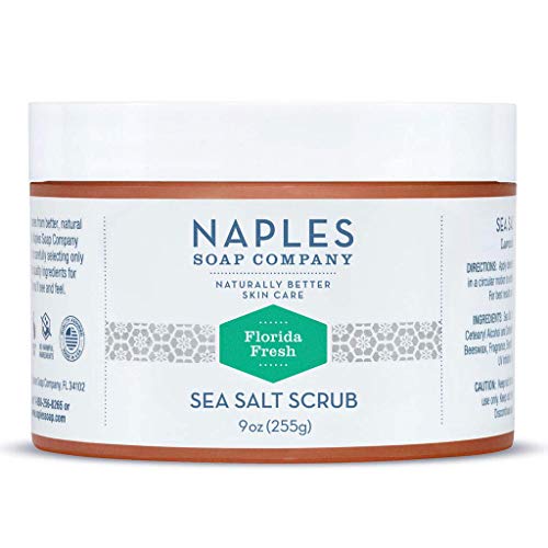 Naples Soap Sea Salt Body Scrub - Exfoliates, Hydrates, No Harmful Ingredients - Florida Fresh, 9oz