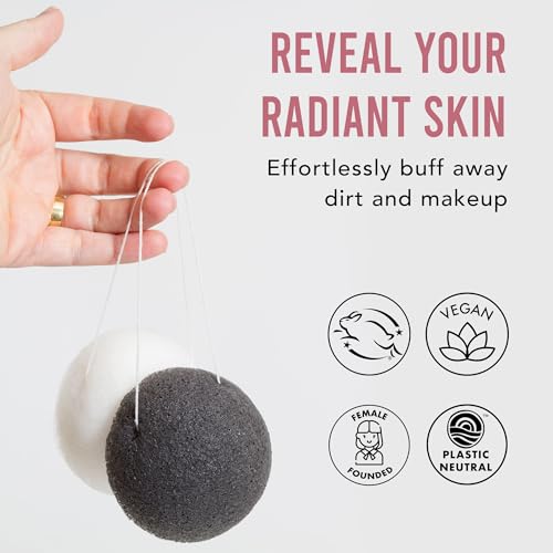 Beauty by Earth Facial Cleansing Sponge Set - Gentle Exfoliation, 100% Natural - 2 Pack