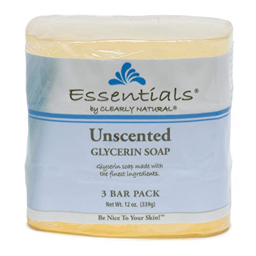 Clearly Natural Glycerine Bar Soap - Hydrates Skin, pH Balanced, Unscented - 3 Count, 4 oz Each