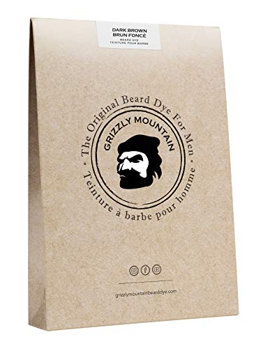 Grizzly Mountain Beard Dye - Permanent, Hypoallergenic Dark Brown Color, 100g + 30g Base