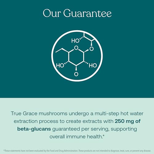 True Grace Mushroom Myco-Renew Blend - Daily Immune Support, Organic Ingredients - 120 Capsules