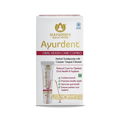 Maharishi Ayurveda Oral Care Set - Natural Toothpaste & Copper Tongue Cleaner, BDIH/COSMOS Certified