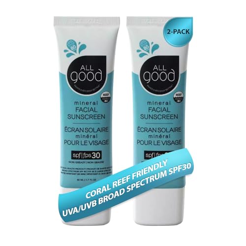 All Good Facial Mineral Sunscreen SPF 30 - Daily Moisturizer with Botanicals - 1.7oz (2-Pack)