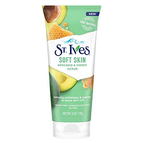 St. Ives Body Scrub - Smooths Dryness, Reveals Soft Skin - Avocado & Honey, 6oz