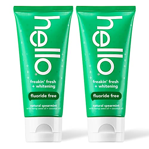 Hello Freakin Fresh Toothpaste - Whitens Naturally, Fluoride-Free, Vegan - 2 Pack, 4 oz Tubes