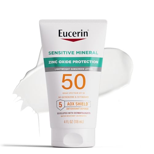 Eucerin Mineral Sunscreen Lotion SPF 50 - Zinc Oxide Protection, Hypoallergenic - 4 Fl Oz