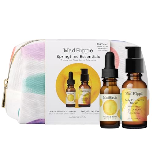 Mad Hippie Face Serum - Antioxidant-Rich Vitamin C & Daily UV Protection, 0.5oz + 1.02oz
