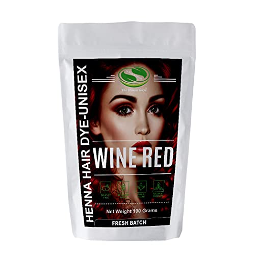 The Henna Guys Hair Dye - 100% Natural, Vegan Color, Zero Chemicals - Wine Red, 100g