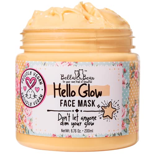 Bella & Bear Hello Glow Face Mask - Refines & Brightens Skin, Vegan, Natural Ingredients - 6.7oz