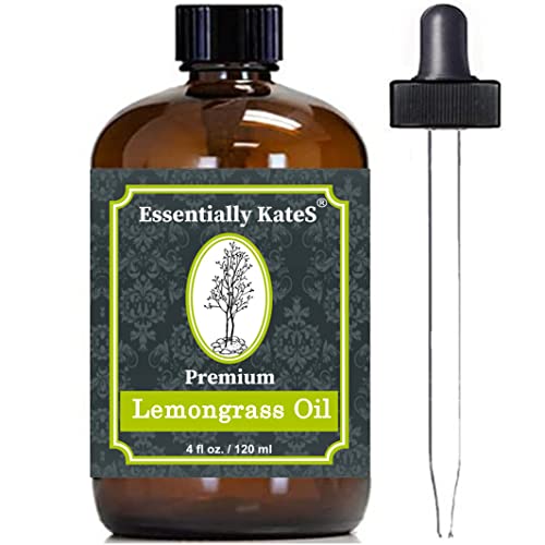 Essentially Kates Lemongrass Essential Oil - 100% Pure, Purifying Properties - 4 Fl Oz