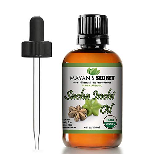 Mayan's Secret Sacha Inchi Oil - Organic Omega-3-6-9 for Skin Health - 4oz Dark Amber Bottle