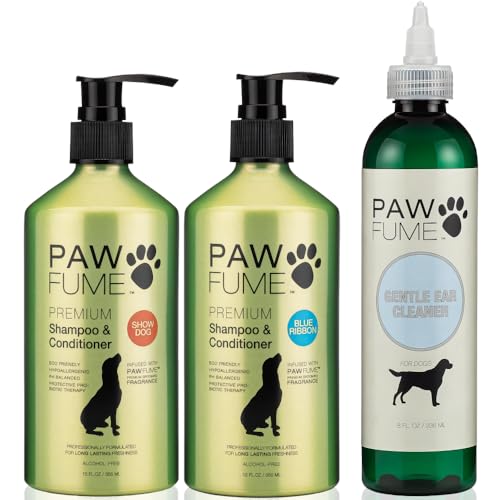 Pawfume Dog Shampoo & Conditioner - Long-Lasting Botanicals, Hypoallergenic Ear Cleaner - 16oz