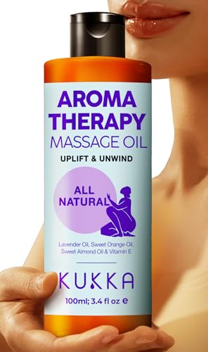 Kukka Aromatherapy Massage Oil - Deeply Moisturizing, 100% Natural Lavender & Orange Blend - 3.38oz