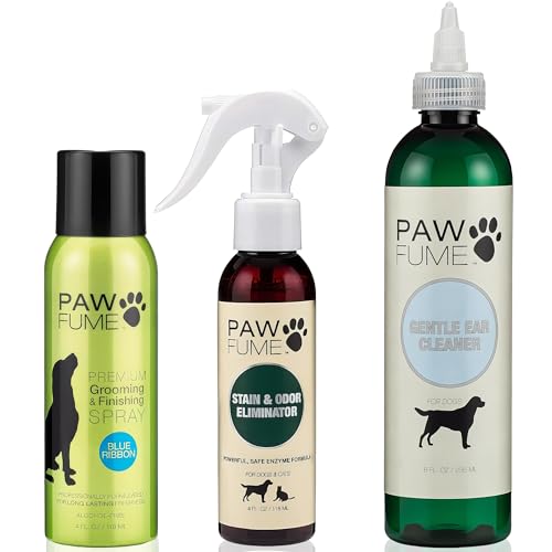 PAWFUME Pet Grooming Set - Deodorizer, Stain & Odor Eliminator, Ear Cleaner - 3-in-1 Care Kit