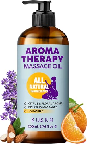 Kukka Aromatherapy Massage Oil - Deep Moisture & Relaxation, Natural Ingredients - 6.76oz