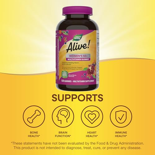 Nature's Way Alive! Women's 50+ Multivitamin Gummies - Supports Heart, Brain, Bones - 130 Count