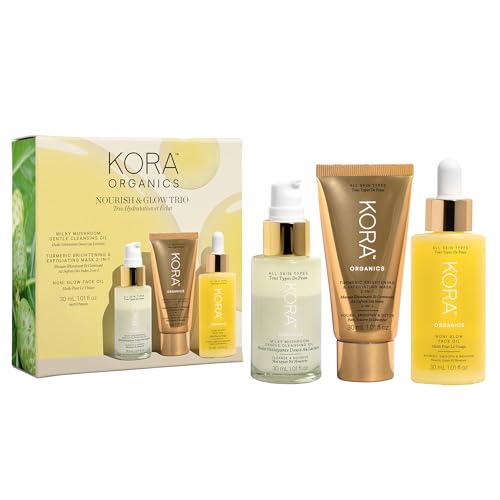 KORA Organics Skin Care Set - Nourishing Noni Glow Oil, Turmeric Mask, Cleansing Oil - 3 Items