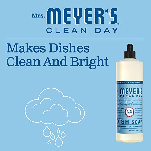 Mrs. Meyer's Dish Soap - Grease-Cutting, Biodegradable, Rain Water Scent - 16 fl. oz, Pack of 3