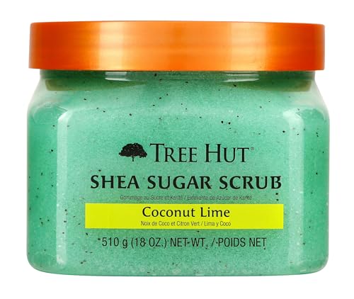Tree Hut Body Scrub - Natural Exfoliator, Coconut Lime Scent - 18oz Made in USA