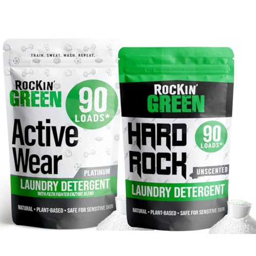 Rockin' Green Laundry Detergent - Tough Stain Removal, Safe for Sensitive Skin - 90 Loads