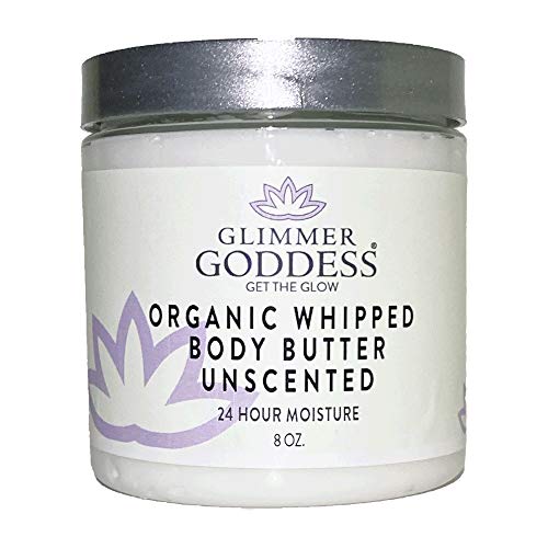GLIMMER GODDESS Organic Whipped Body Butter - Hydrates, Reduces Stretch Marks, 8oz