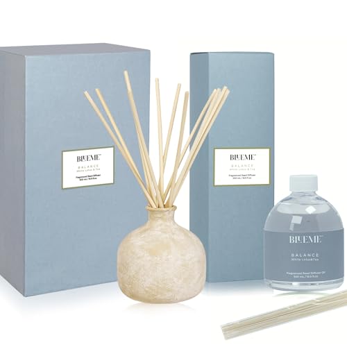 BLUEME Aromatherapy Diffuser & Oil Refill - Promotes Tranquility, Handmade Ceramic - 16.91 Fl Oz