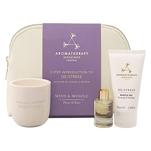 Aromatherapy Associates Bath & Body Set - Relaxing Essential Oils, Vegan Leather Bag - 4 pcs