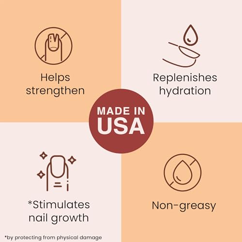 Organic Nail & Cuticle Oil - Nourishes & Strengthens, Jojoba & Vitamin E - 0.5oz USA Made