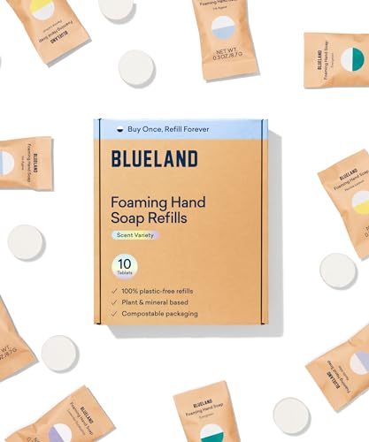 BLUELAND Foaming Hand Soap Tablets - Plant-Based, Plastic-Free, Hypoallergenic - 10 Pack