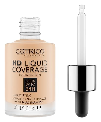 Catrice HD Liquid Coverage Foundation - High Coverage, Natural Matte Finish, Vegan - 008 Fair Beige