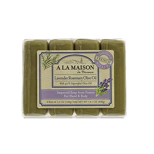 A LA MAISON Lavender Rosemary Hand Soap - Moisturizing, All-Natural Ingredients - 4 Bars, 3.5oz