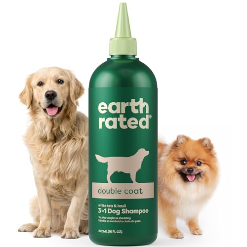Earth Rated Dog Shampoo - 3-in-1 Coat Care, Tackles Tangles & Shedding, White Tea & Basil - 16oz