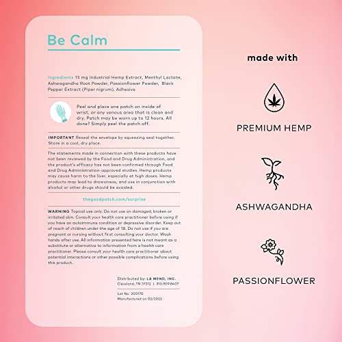 The Good Patch Be Calm Patch - Unwind with Hemp Extract & Ashwagandha, 8 Patches