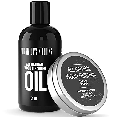 Virginia Boys Kitchens Wood Wax & Seasoning Oil - Organic Beeswax, Coconut Oil - 8oz, 4oz