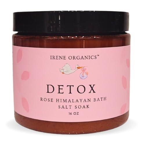 Irene Organics Bath Salt Soak - Detox & Smooth Skin, Organic Rose Essential Oils - 16oz