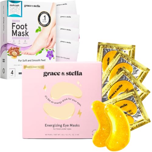 grace & stella Under Eye Mask & Foot Peeling Mask - Brightens Eyes, Smooths Feet - 48 Pairs