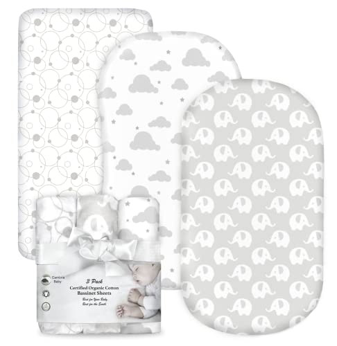 Cambria Baby Organic Cotton Crib Sheets - Soft, Durable, Non-Toxic, Certified - 3 Pack