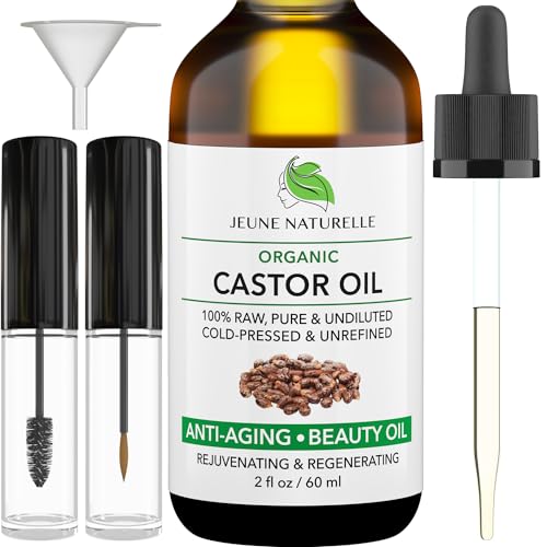Jeune Naturelle Castor Oil - Nourishing Hair Growth, Eyelash & Brow Serum - 2 oz